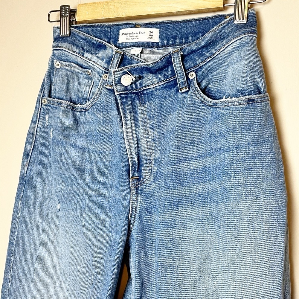 Abercrombie & Fitch 90s Straight Ultra High Rise Jeans 24 00 L Long Curve Love - Picture 3 of 14